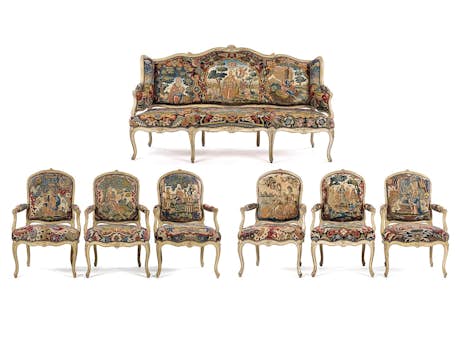 Louis XV-Salon mit Tapisseriebezug